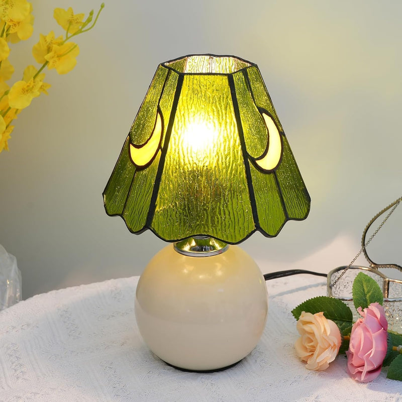 Tiffany Style Bedside Table Lamp Stained Glass Moon