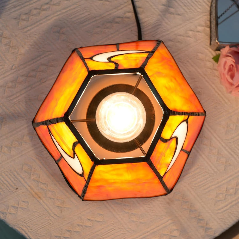 Tiffany Style Bedside Table Lamp Stained Glass Moon