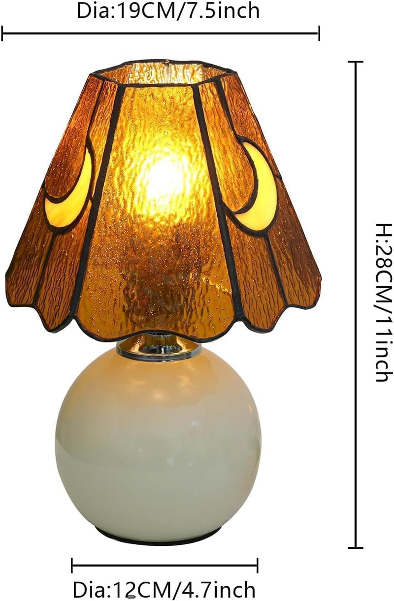 Tiffany Style Bedside Table Lamp Stained Glass Moon