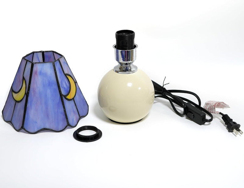 Tiffany Style Bedside Table Lamp Stained Glass Moon