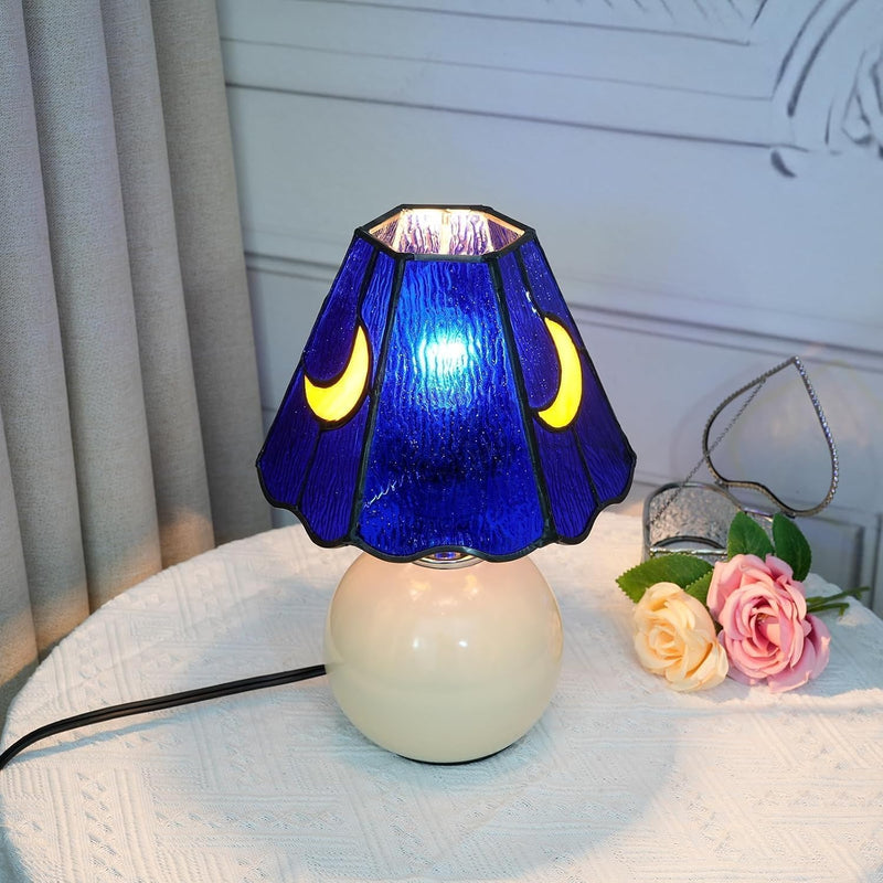 Tiffany Style Bedside Table Lamp Stained Glass Moon