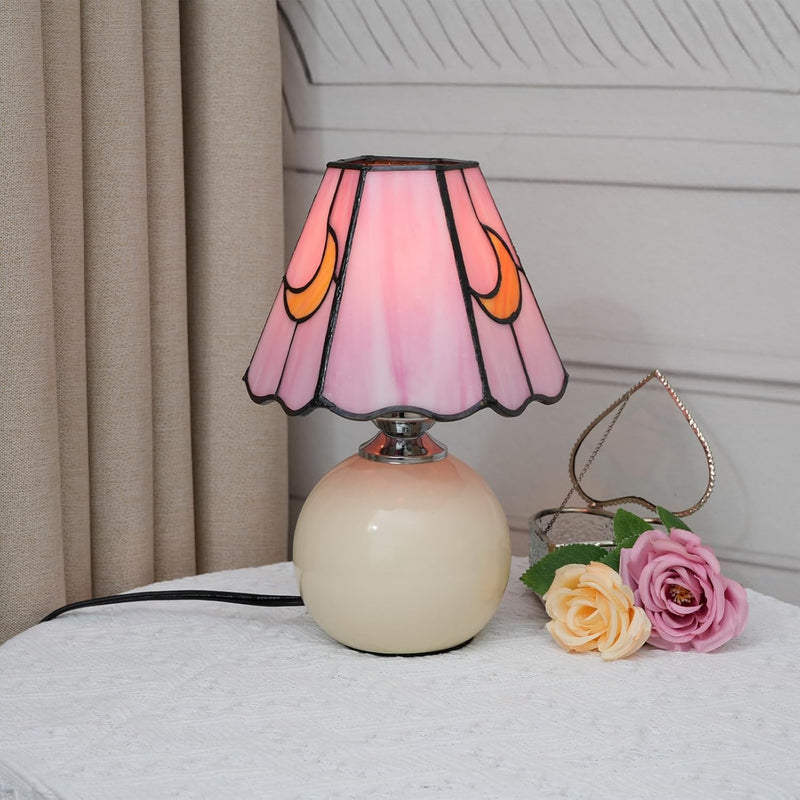 Tiffany Style Bedside Table Lamp Stained Glass Moon