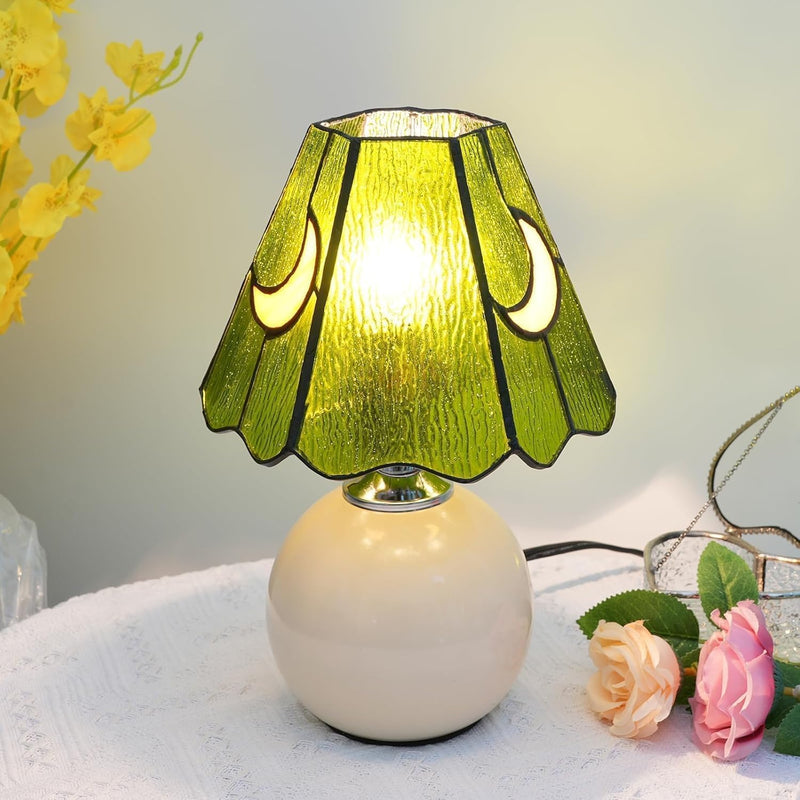 Tiffany Style Bedside Table Lamp Stained Glass Moon