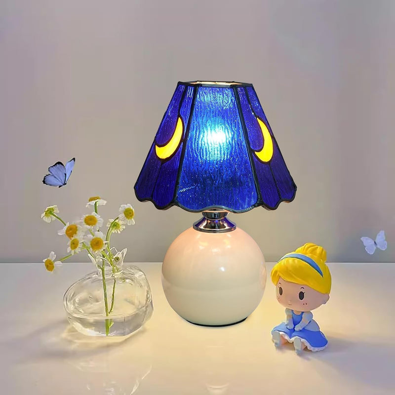 Tiffany Style Bedside Table Lamp Stained Glass Moon