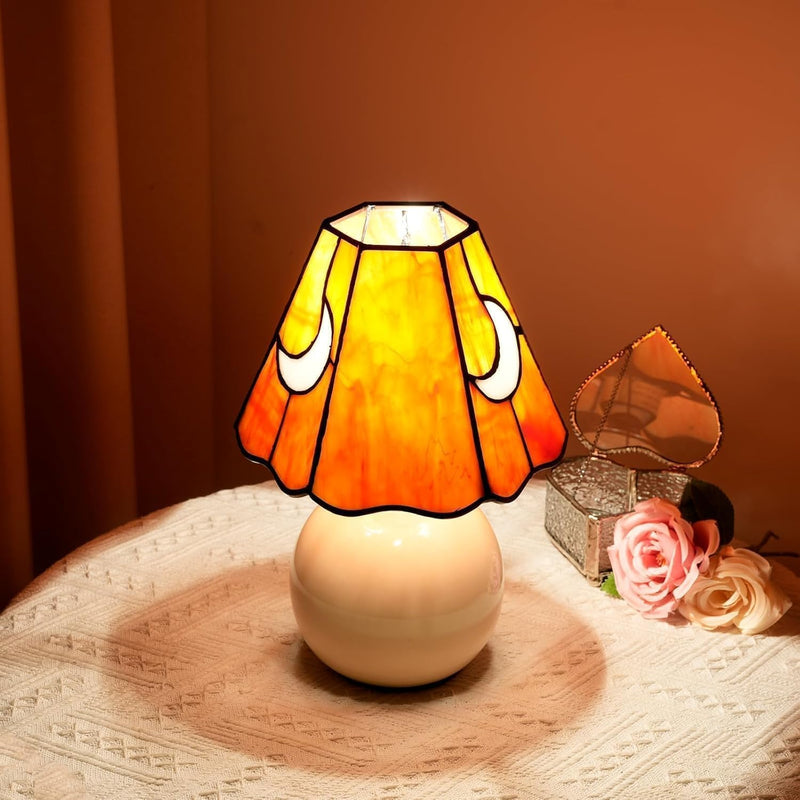 Tiffany Style Bedside Table Lamp Stained Glass Moon