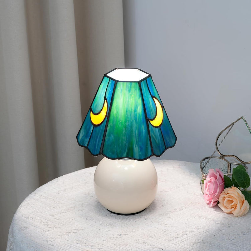 Tiffany Style Bedside Table Lamp Stained Glass Moon