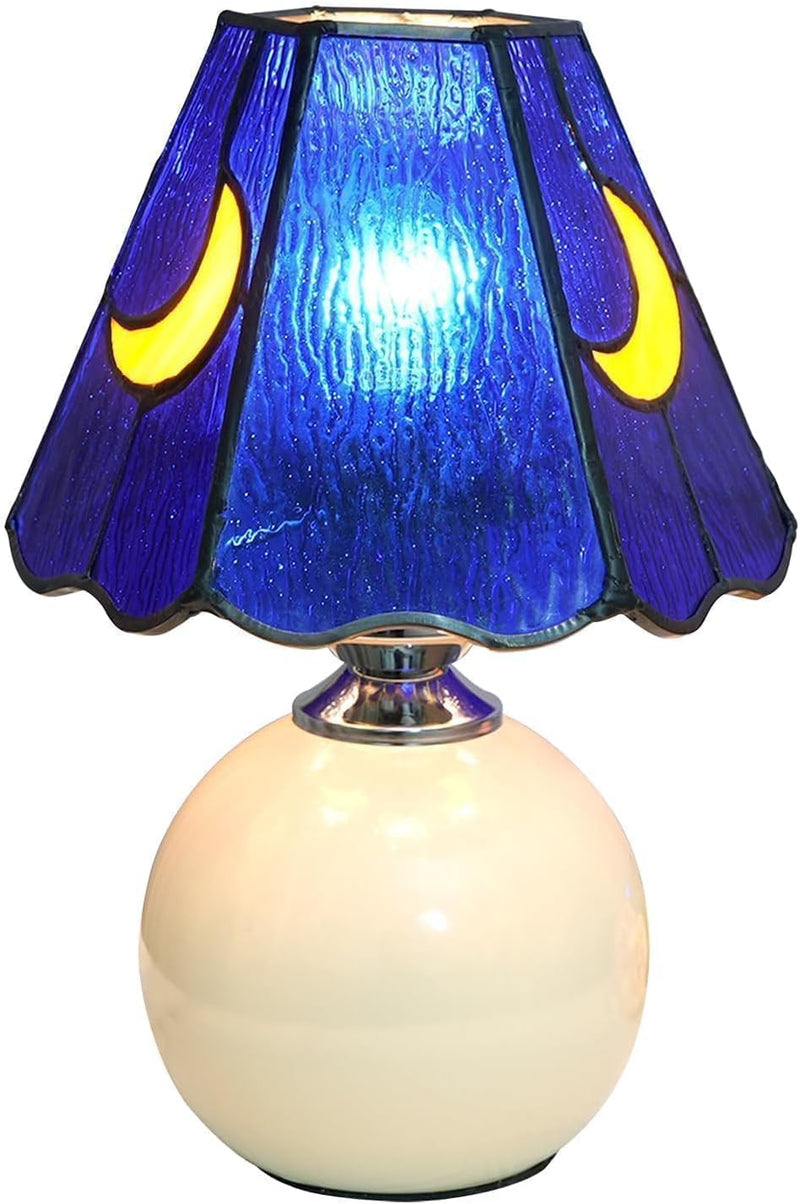 Tiffany Style Bedside Table Lamp Stained Glass Moon