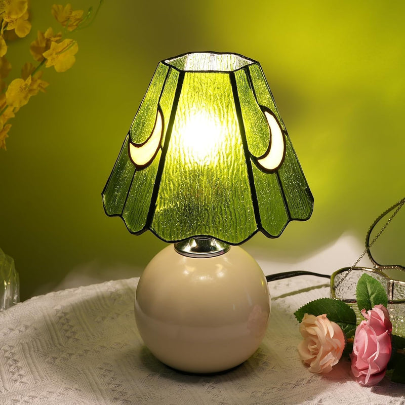 Tiffany Style Bedside Table Lamp Stained Glass Moon