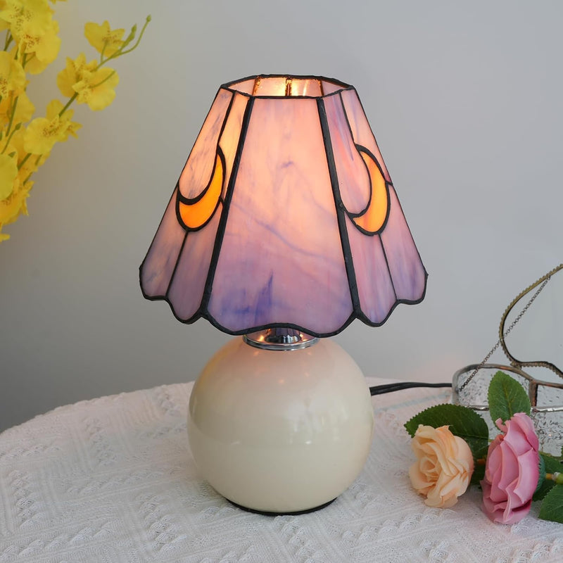 Tiffany Style Bedside Table Lamp Stained Glass Moon