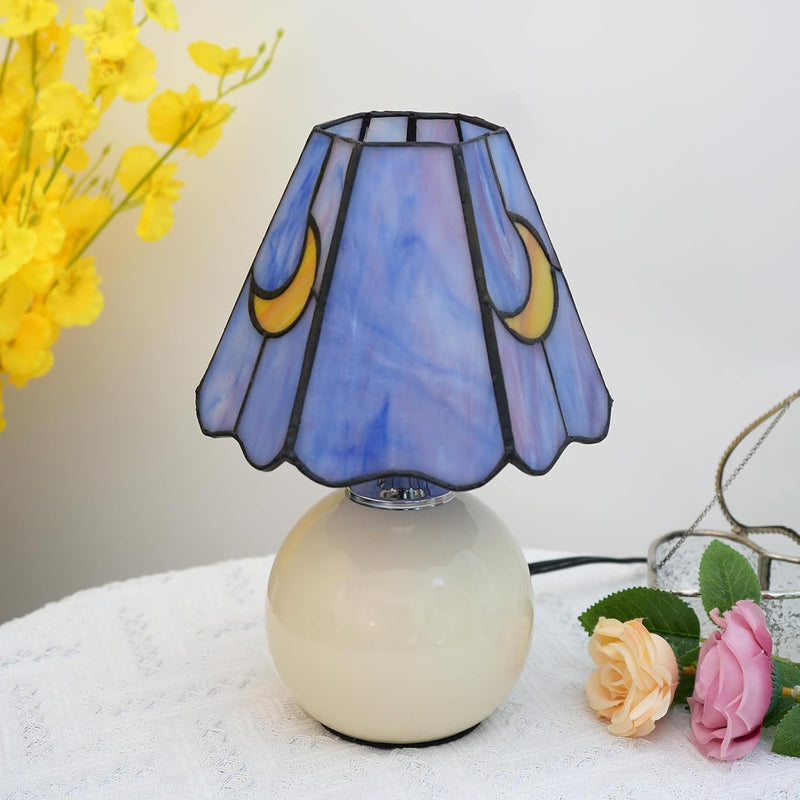 Tiffany Style Bedside Table Lamp Stained Glass Moon