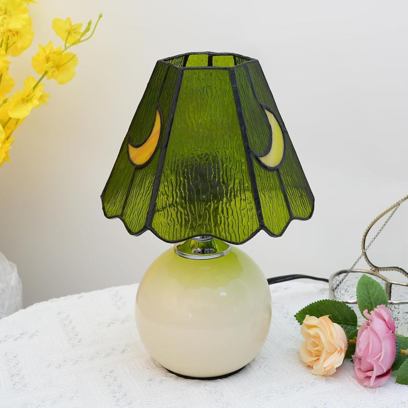 Tiffany Style Bedside Table Lamp Stained Glass Moon