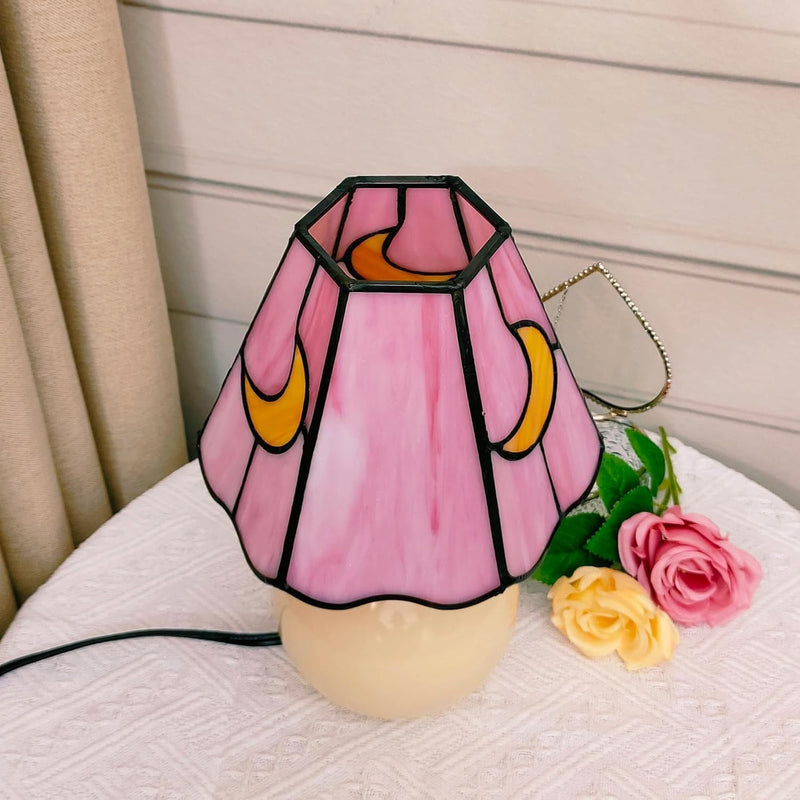 Tiffany Style Bedside Table Lamp Stained Glass Moon