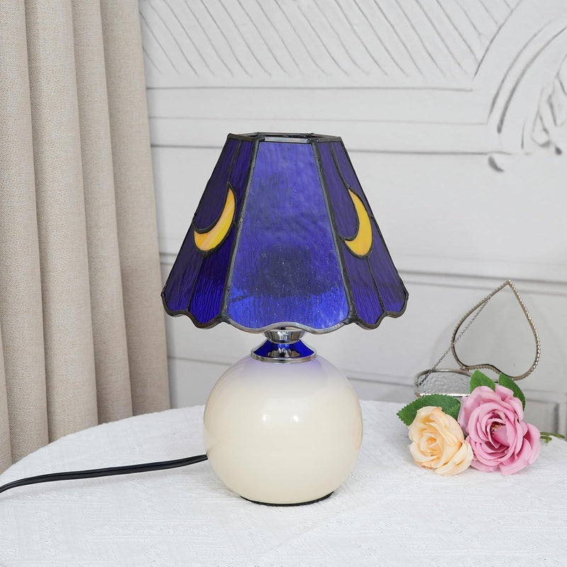 Tiffany Style Bedside Table Lamp Stained Glass Moon