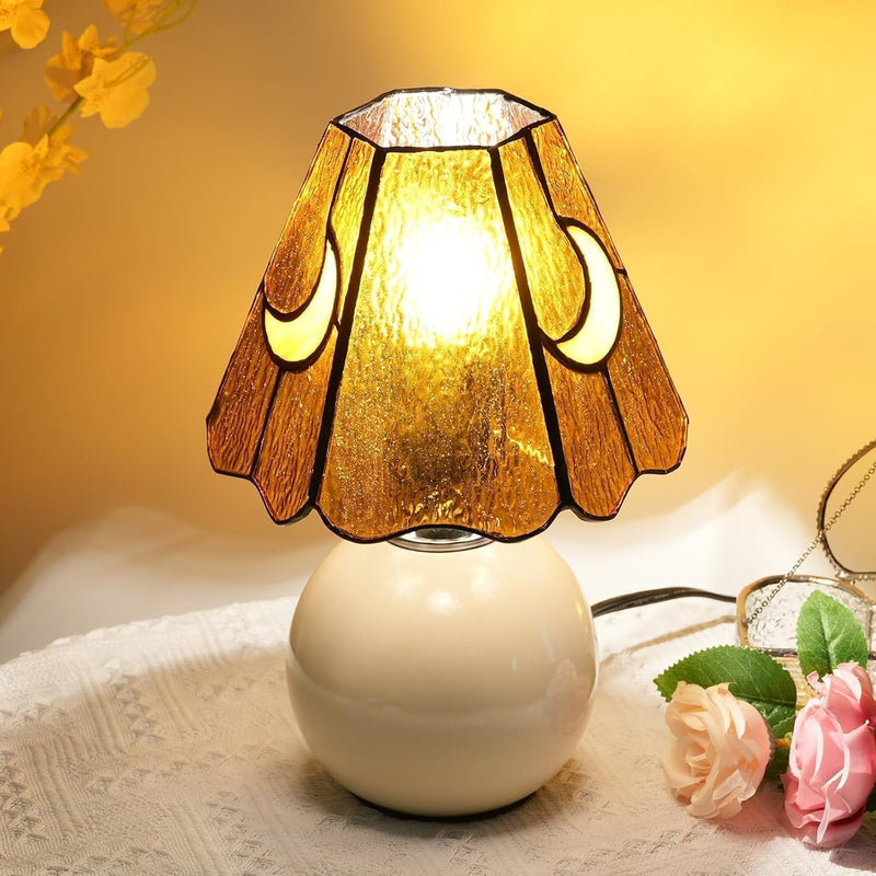 Tiffany Style Bedside Table Lamp Stained Glass Moon