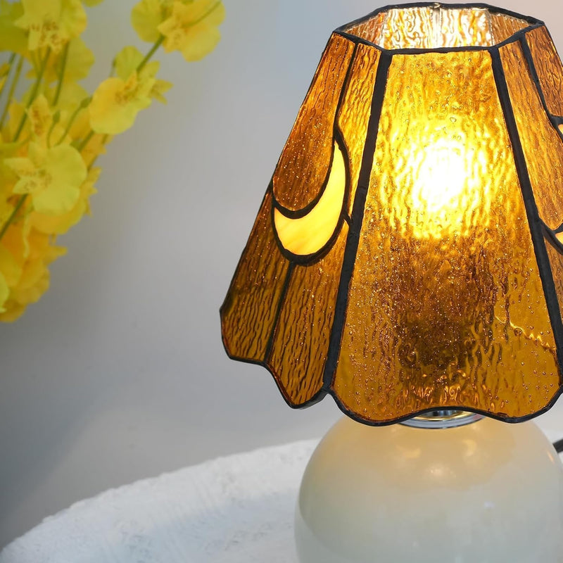 Tiffany Style Bedside Table Lamp Stained Glass Moon