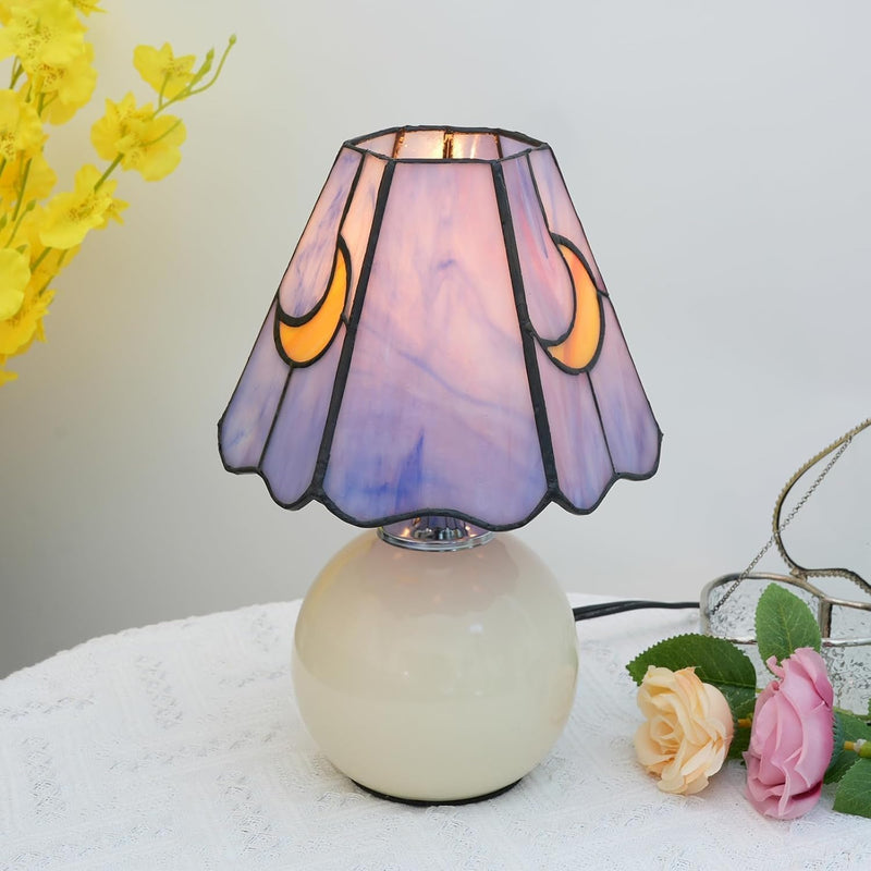 Tiffany Style Bedside Table Lamp Stained Glass Moon