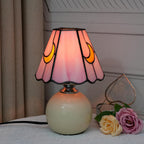 Tiffany Lamp Stained Glass Table Mushroom Moon Cute