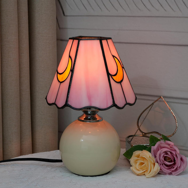 Tiffany Style Bedside Table Lamp Stained Glass Moon