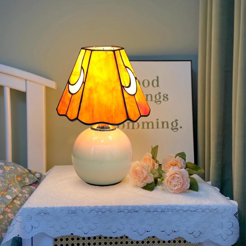 Tiffany Style Bedside Table Lamp Stained Glass Moon