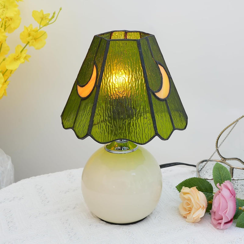Tiffany Style Bedside Table Lamp Stained Glass Moon