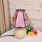 Tiffany Lamp Stained Glass Table Mushroom Moon Cute