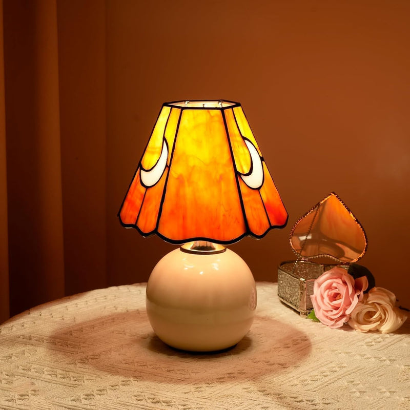 Tiffany Style Bedside Table Lamp Stained Glass Moon