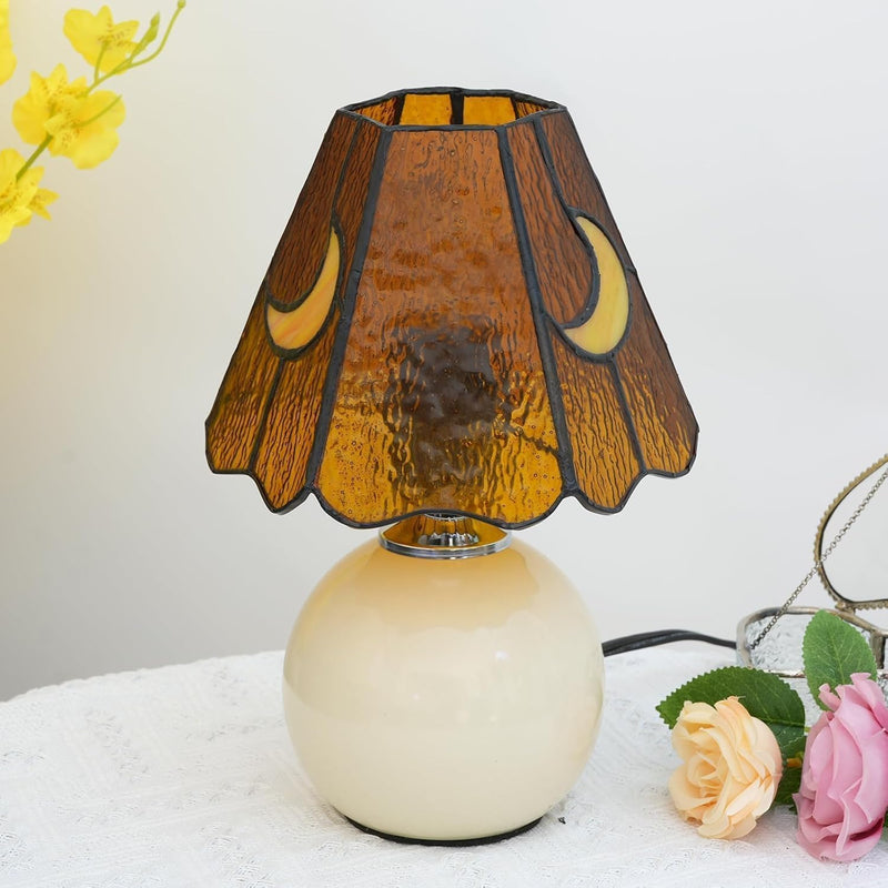 Tiffany Style Bedside Table Lamp Stained Glass Moon