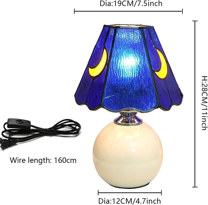 Tiffany Style Bedside Table Lamp Stained Glass Moon