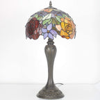 Tiffany Lamp Stained Glass Table Rose Flower Bedside