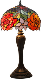 Tiffany Lamp Stained Glass Table Rose Flower Bedside