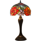 Tiffany Lamp Stained Glass Table Rose Flower Bedside