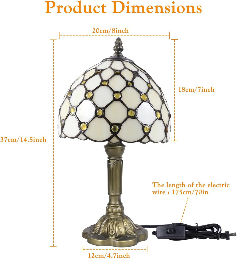 Tiffany Lamp Stained Glass with Beads 8" 20CM