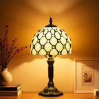 Tiffany Lamp Stained Glass with Beads 8" Table