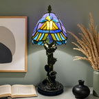 Tiffany Lamp Stained Glass with Beads 8" Table