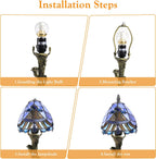 Tiffany Lamp Stained Glass with Beads 8" Table