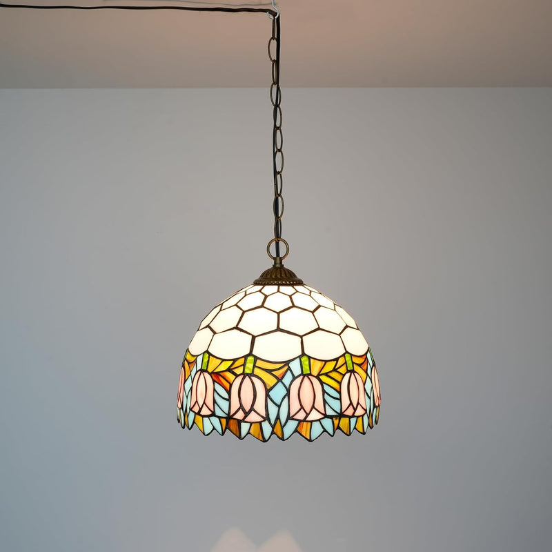 Tiffany Pendant Light Fixtures 12inch Stained Glass Lighting