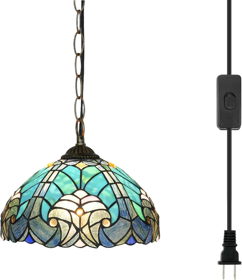 Tiffany Pendant Light Fixtures 12inch Stained Glass Lighting