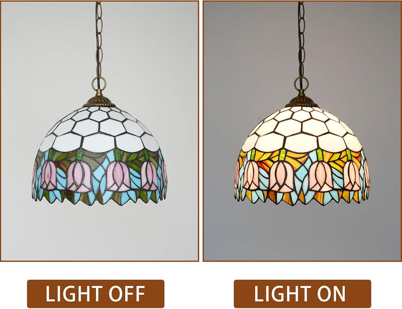 Tiffany Pendant Light Fixtures 12inch Stained Glass Lighting