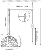 Tiffany Pendant Light Fixtures 12inch Stained Glass Lighting