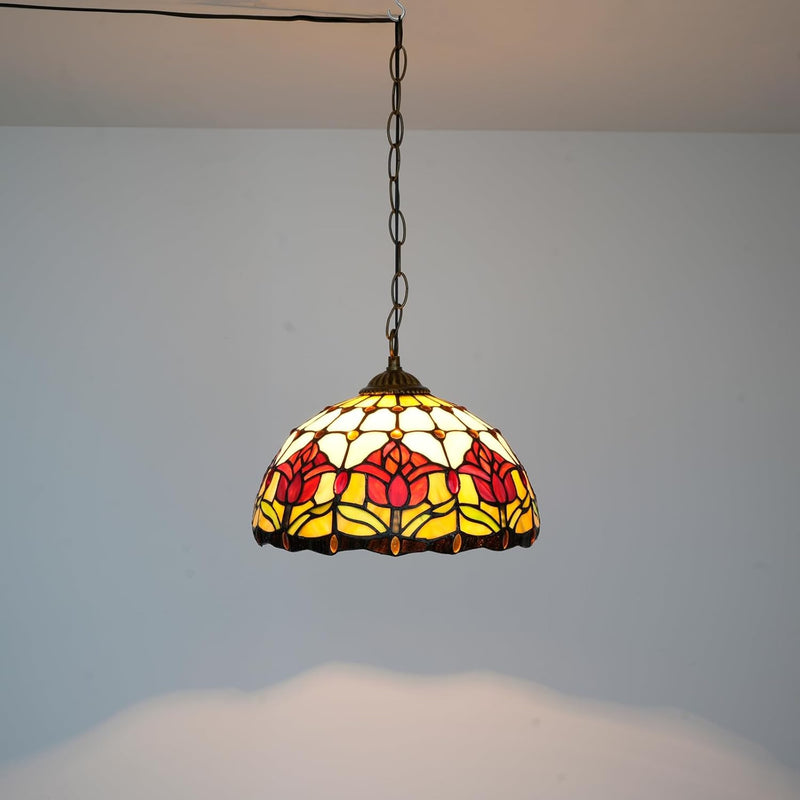 Tiffany Pendant Light Fixtures 12inch Stained Glass Lighting