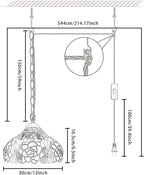 Tiffany Pendant Light Fixtures 12inch Stained Glass Lighting