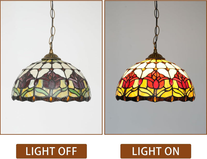 Tiffany Pendant Light Fixtures 12inch Stained Glass Lighting