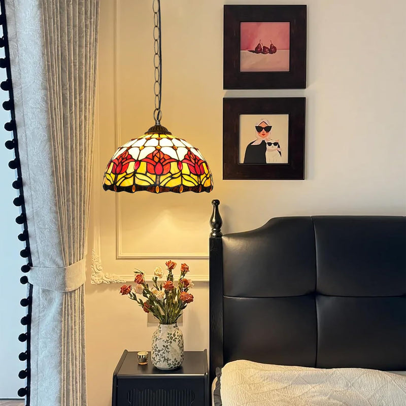Tiffany Pendant Light Fixtures 12inch Stained Glass Lighting