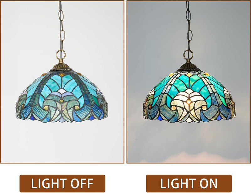 Tiffany Pendant Light Fixtures 12inch Stained Glass Lighting