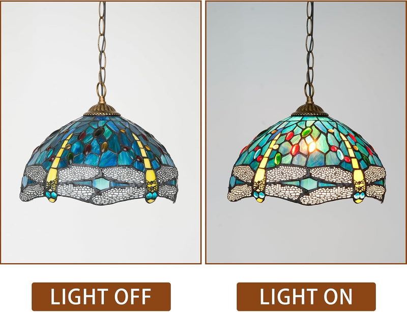 Tiffany Pendant Light Fixtures 12inch Stained Glass Lighting