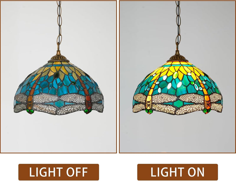 Tiffany Pendant Light Fixtures 12inch Stained Glass Lighting