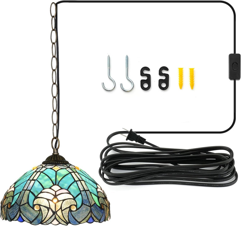Tiffany Pendant Light Fixtures 12inch Stained Glass Lighting
