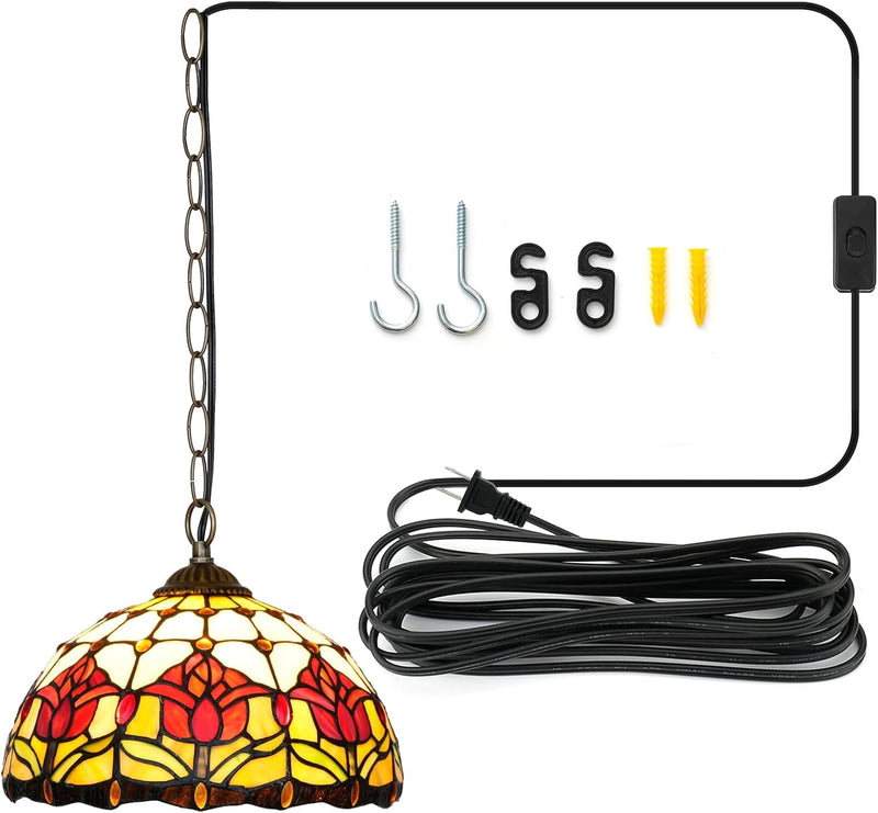 Tiffany Pendant Light Fixtures 12inch Stained Glass Lighting