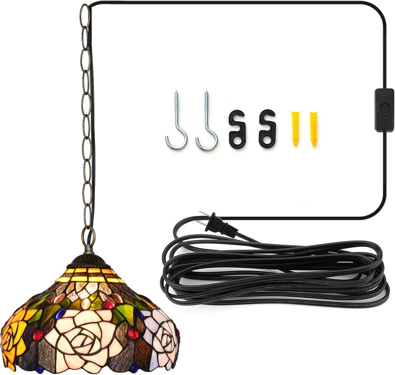 Tiffany Pendant Light Fixtures 12inch Stained Glass Lighting