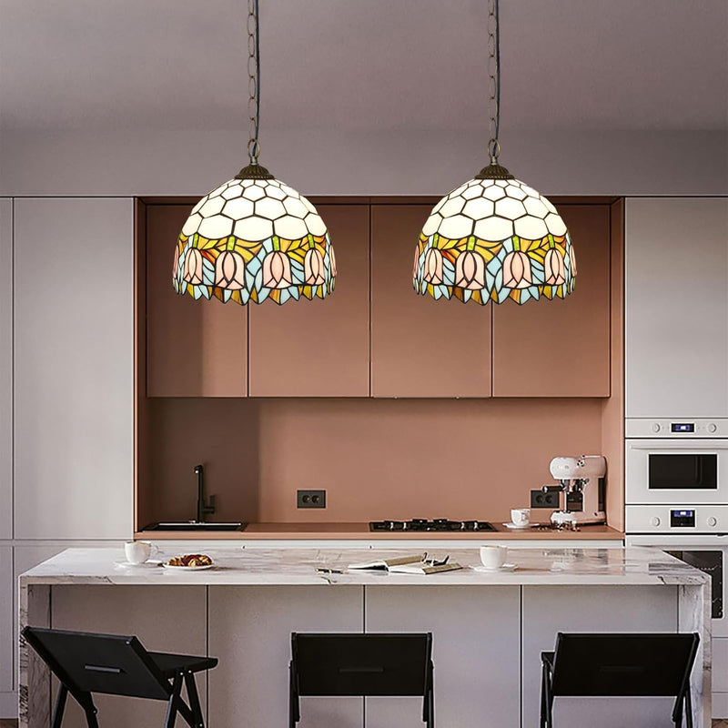Tiffany Pendant Light Fixtures 12inch Stained Glass Lighting